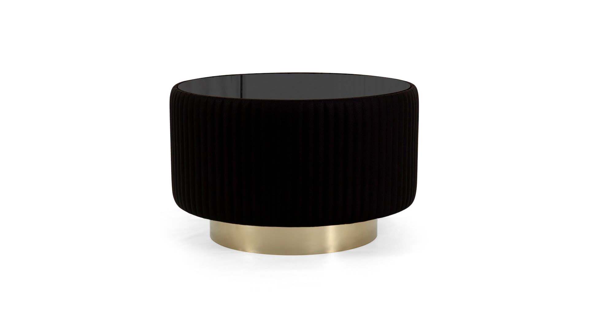 Mesa de Centro Ivy  Tec 1692 GC Vidro Preto Golden - ZAC Decor